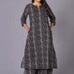 Charcoal Stripe Handblock Cotton Kurta Set