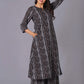 Charcoal Stripe Handblock Cotton Kurta Set