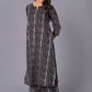 Charcoal Stripe Handblock Cotton Kurta Set