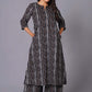 Charcoal Stripe Handblock Cotton Kurta Set