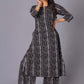 Charcoal Stripe Handblock Cotton Kurta Set