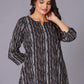 Charcoal Stripe Handblock Cotton Kurta Set