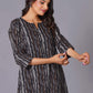 Charcoal Stripe Handblock Cotton Kurta Set