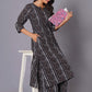 Charcoal Stripe Handblock Cotton Kurta Set