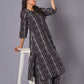 Charcoal Stripe Handblock Cotton Kurta Set