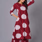 Crimson Blossom Oversized Floral Cotton Kurta Set