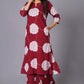 Crimson Blossom Oversized Floral Cotton Kurta Set