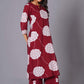 Crimson Blossom Oversized Floral Cotton Kurta Set