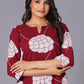 Crimson Blossom Oversized Floral Cotton Kurta Set
