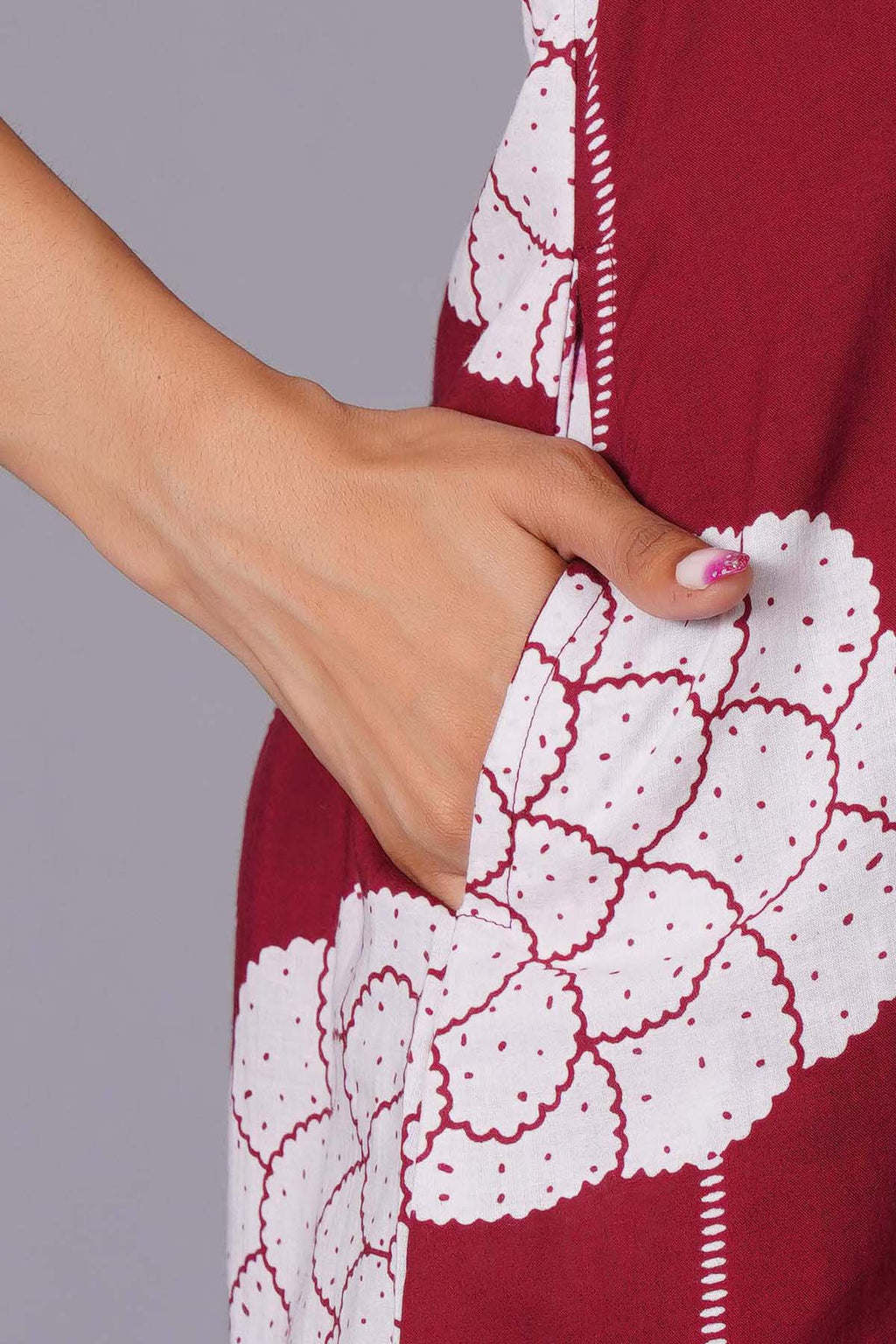 Crimson Blossom Oversized Floral Cotton Kurta Set