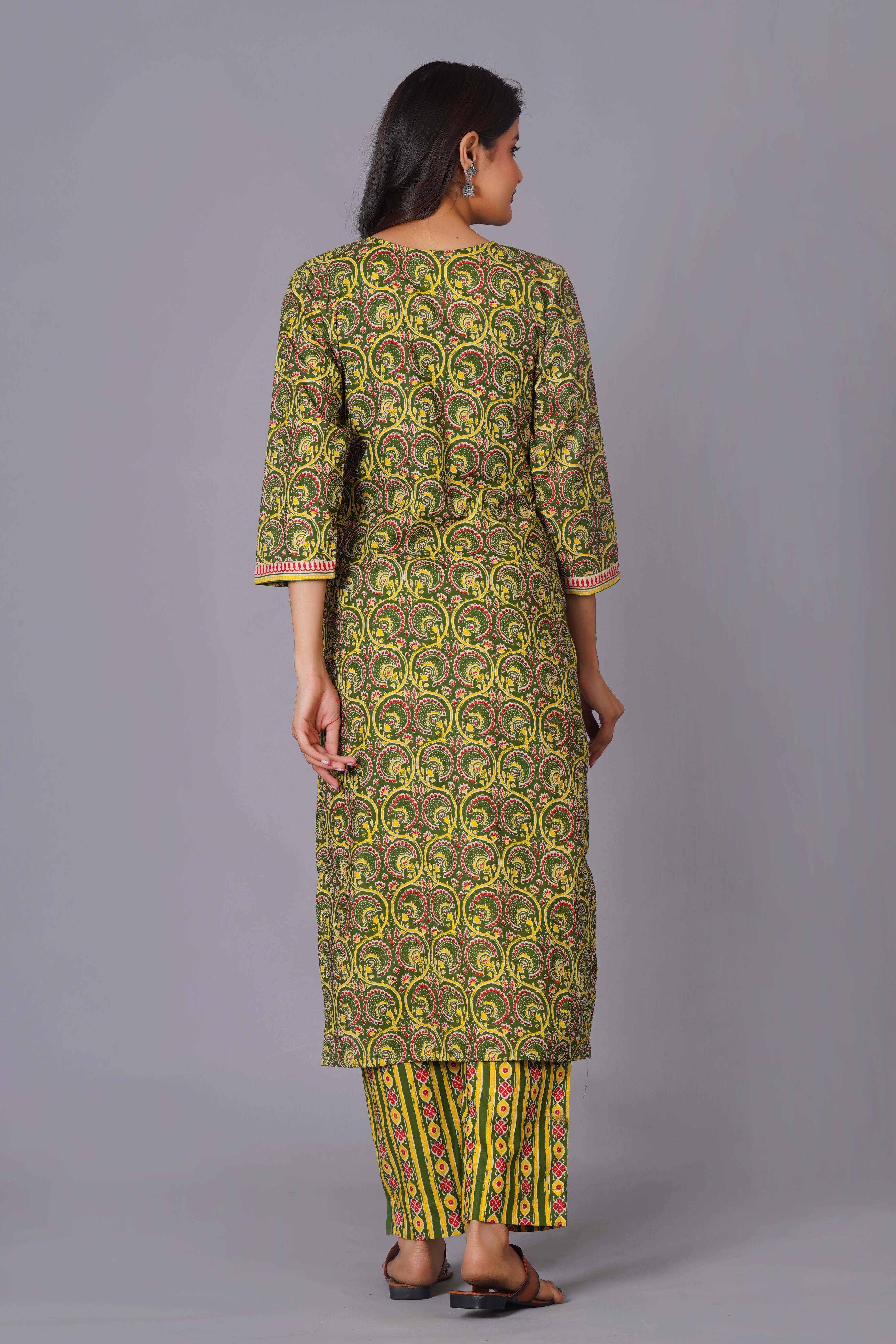 Verdant Paisley Heritage Print Kurta Set