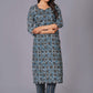 Azure Geometric Bloom Cotton Suit Set