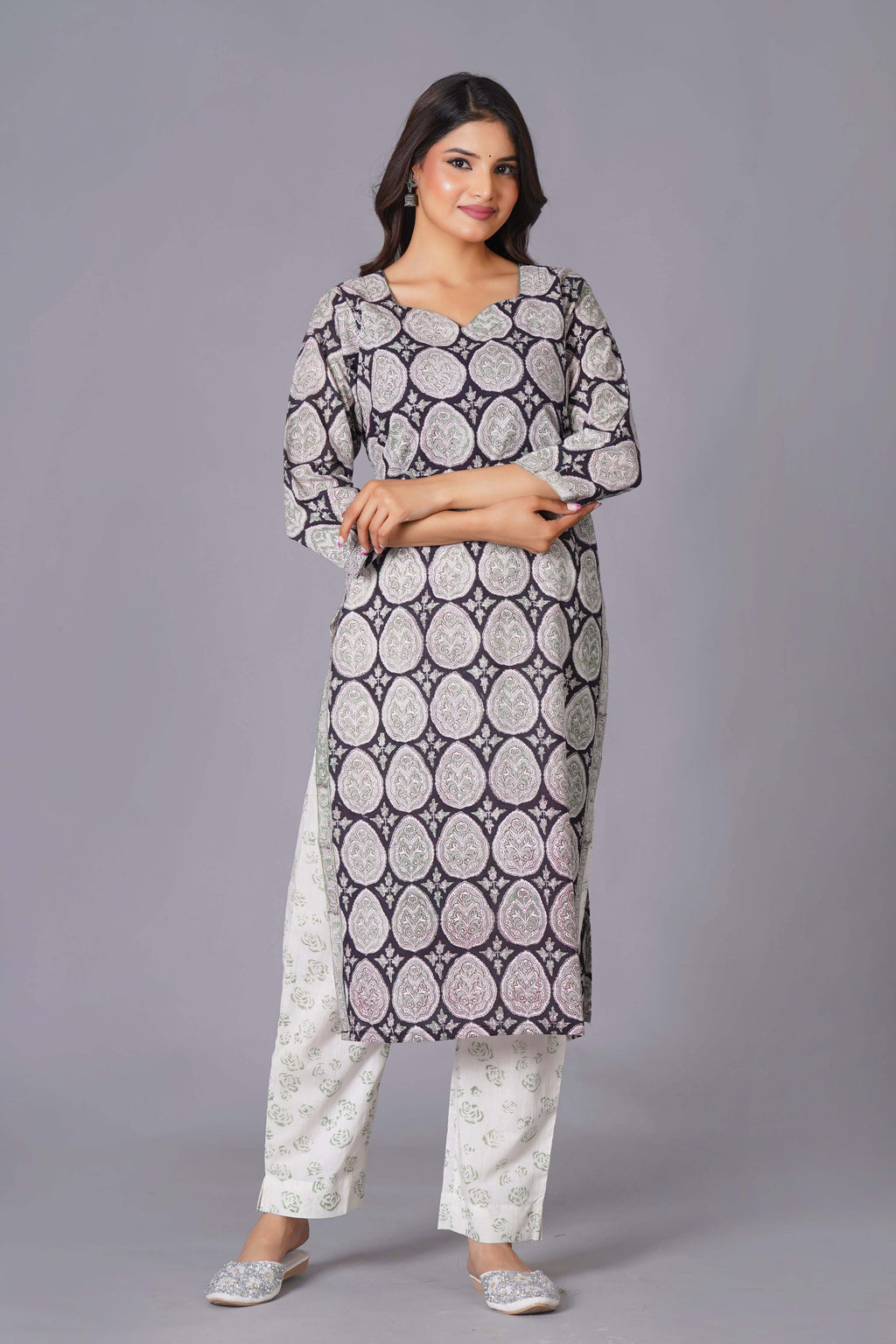 Ornate Paisley Handblock Cotton Suit Set