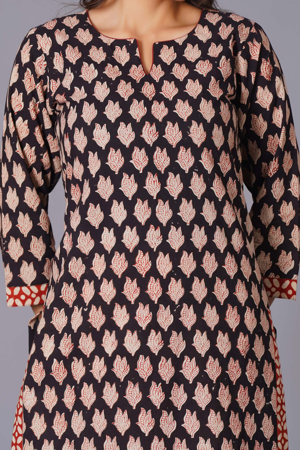 Noir Leaf Handblock Cotton Suit Set