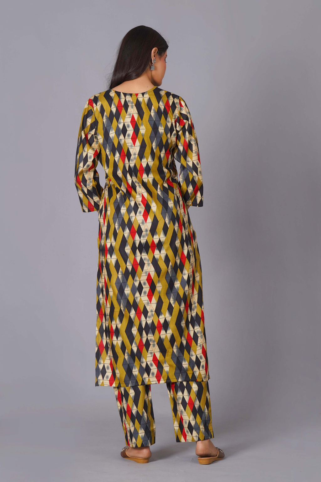 Geometric Flair Multi-Color Rayon Suit Set