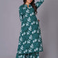Teal Bloom Cotton Flared Kurta Set