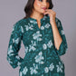 Teal Bloom Cotton Flared Kurta Set