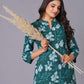 Teal Bloom Cotton Flared Kurta Set
