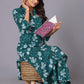 Teal Bloom Cotton Flared Kurta Set