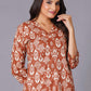 Terracotta Ikat Handblock Cotton Suit Set