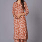 Terracotta Ikat Handblock Cotton Suit Set