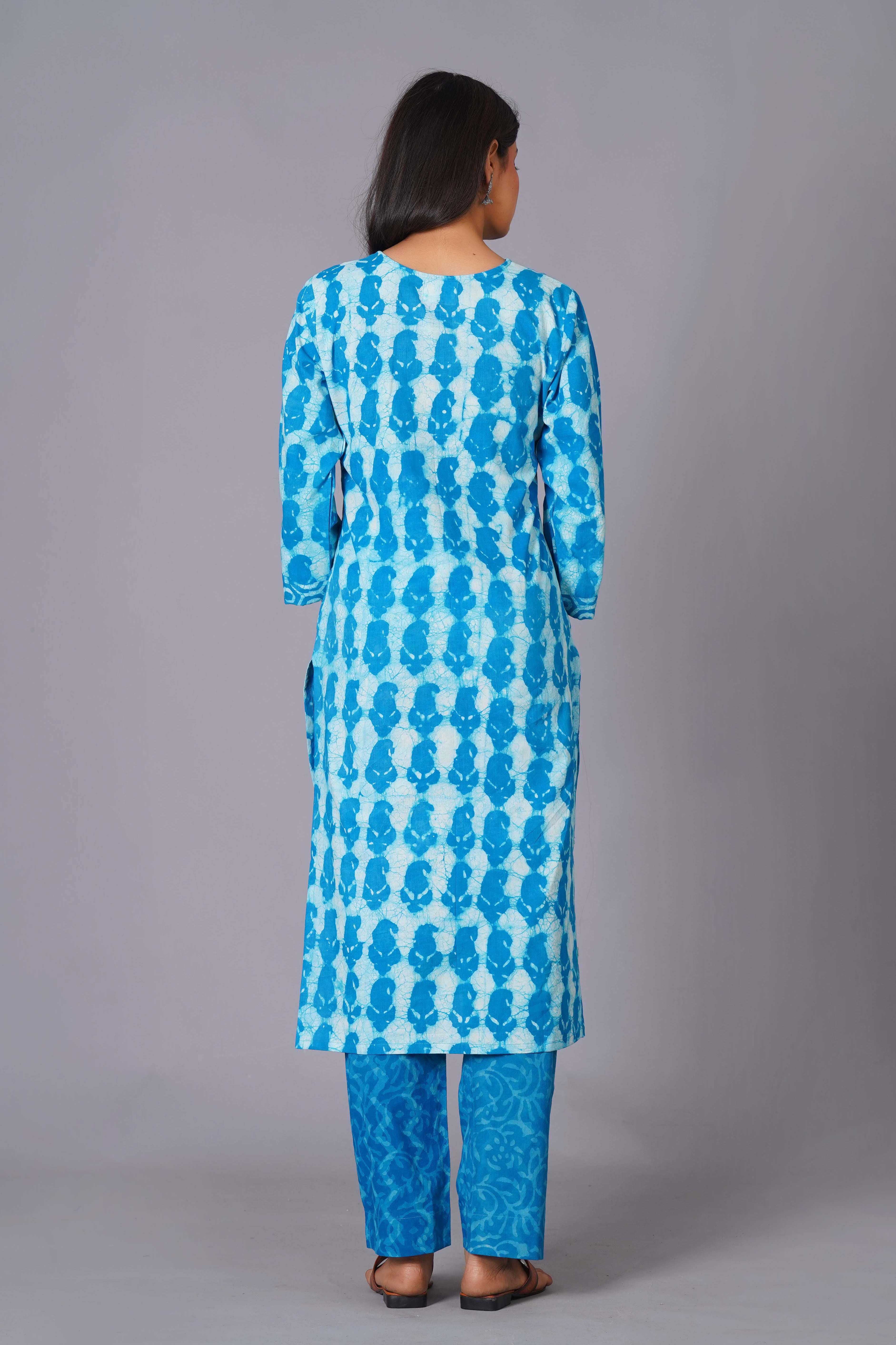 Azure Tie-Dye Pure Cotton Suit Set