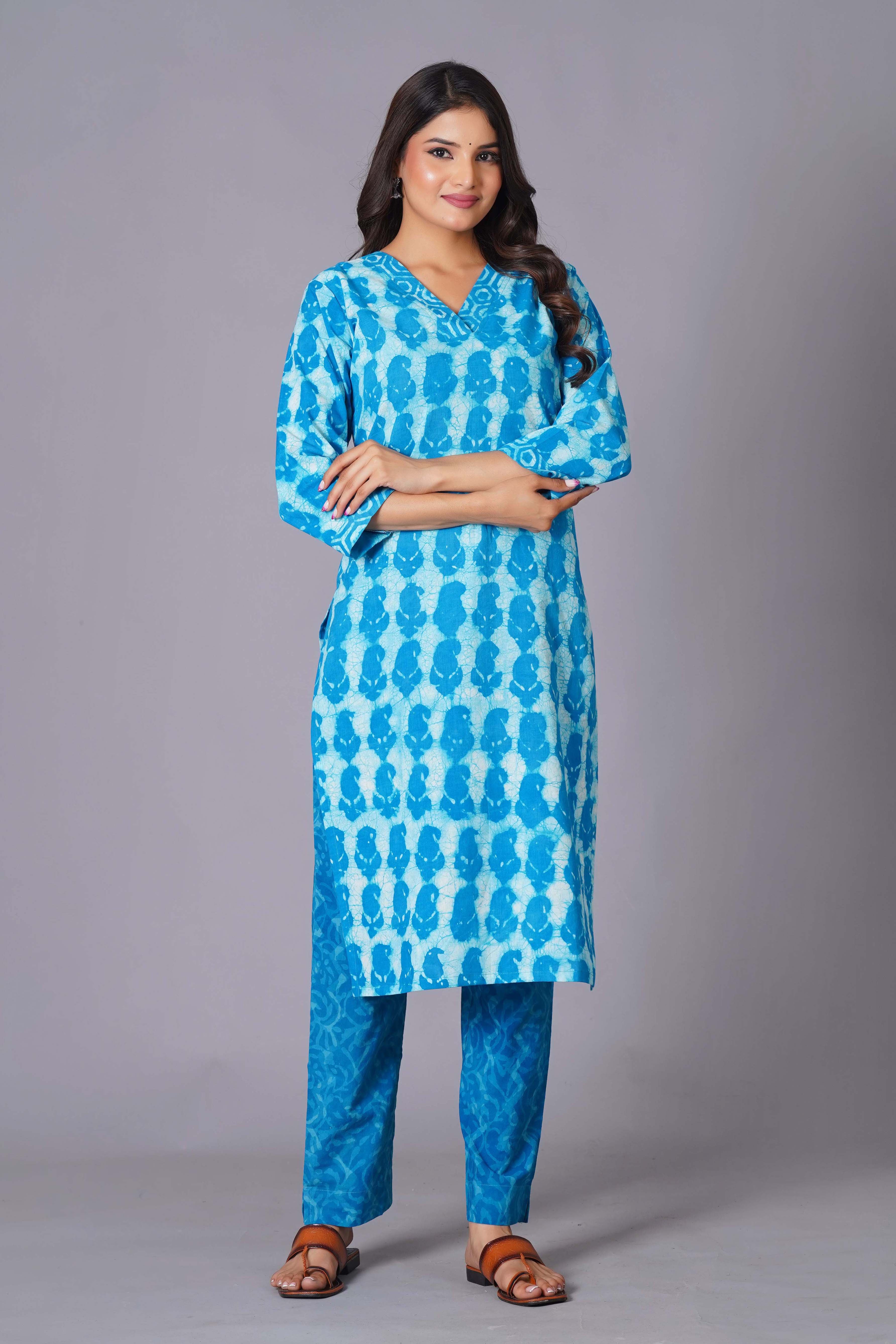 Azure Tie-Dye Pure Cotton Suit Set