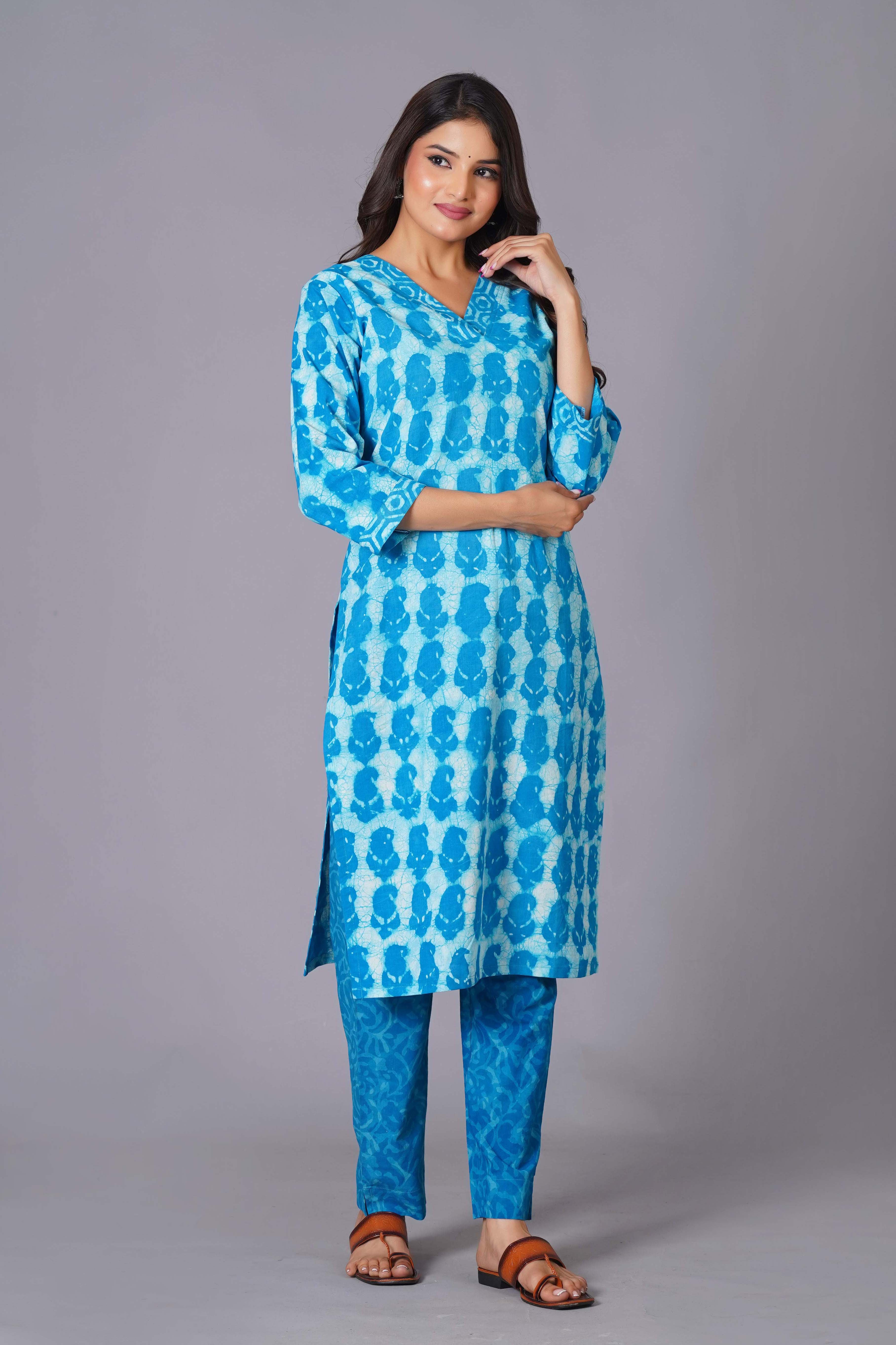 Azure Tie-Dye Pure Cotton Suit Set