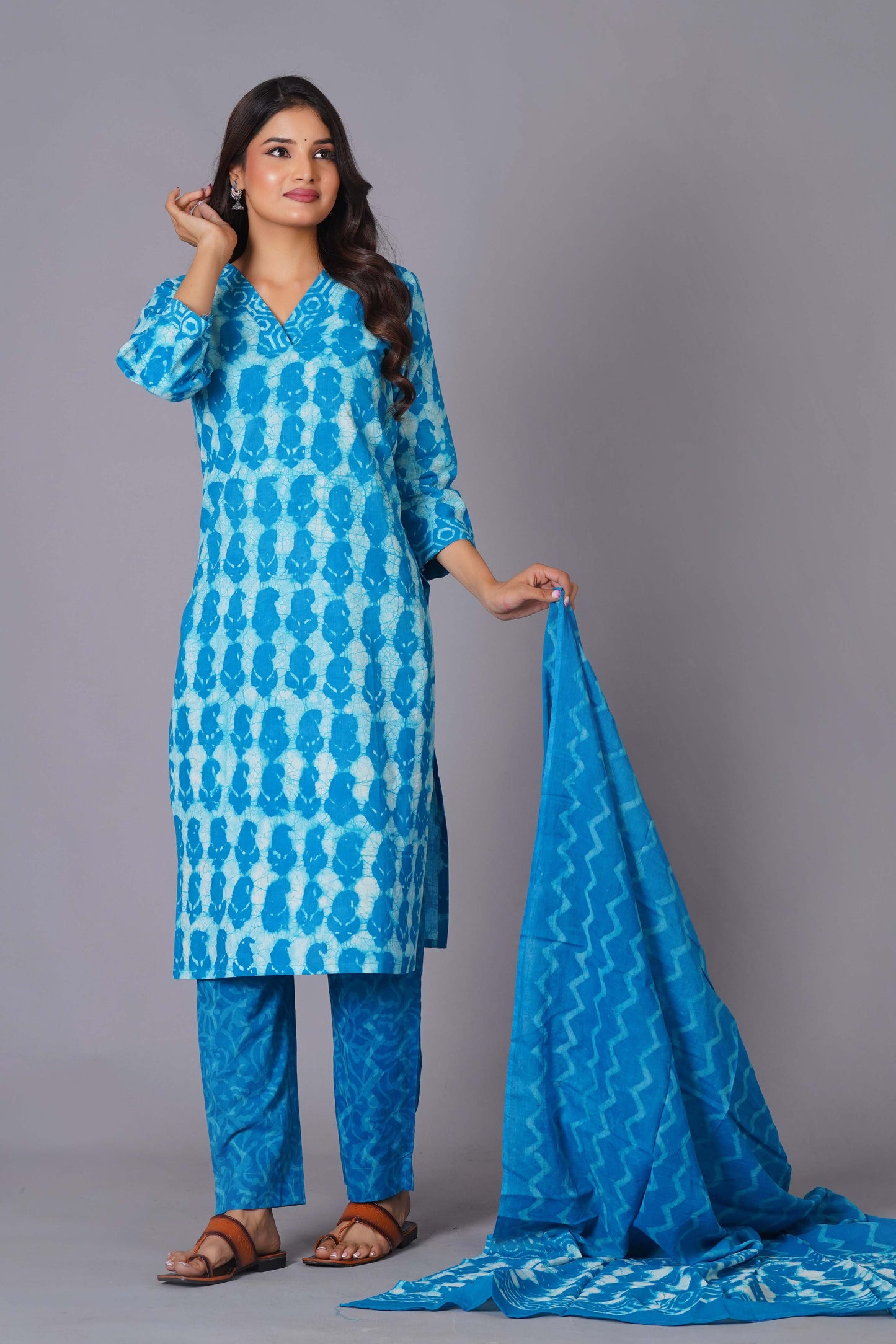 Azure Tie-Dye Pure Cotton Suit Set