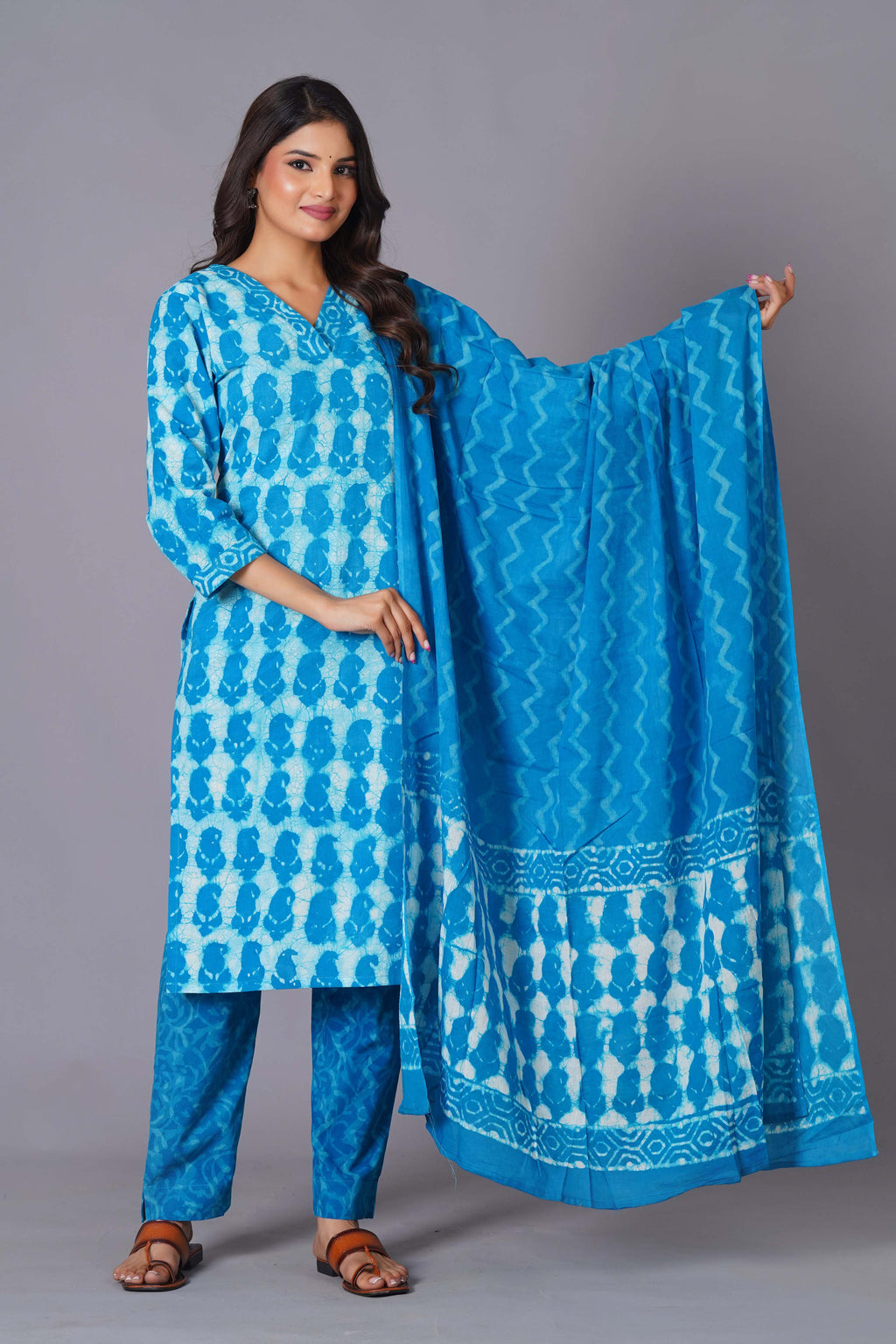 Azure Tie-Dye Pure Cotton Suit Set