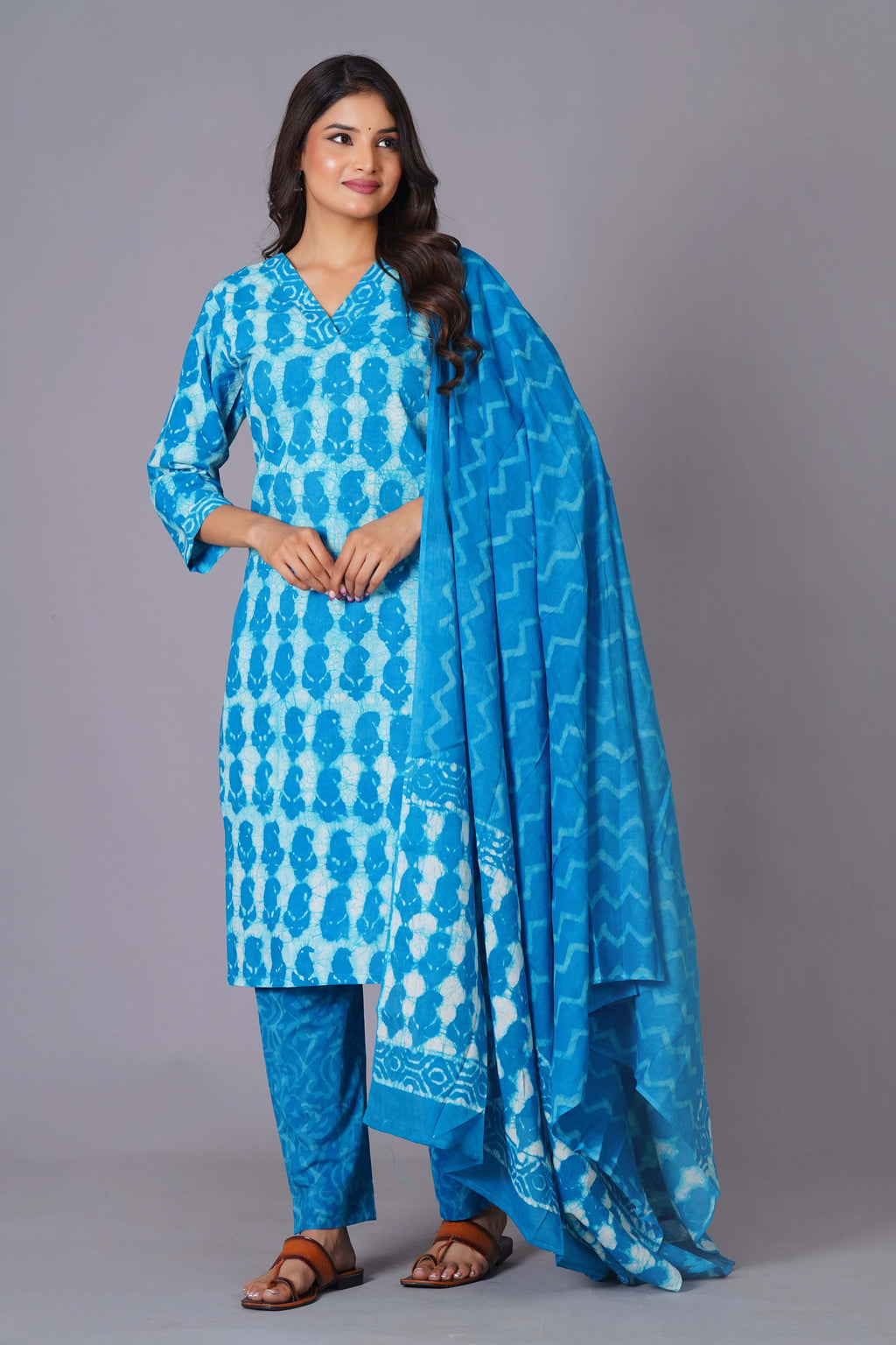 Azure Tie-Dye Pure Cotton Suit Set