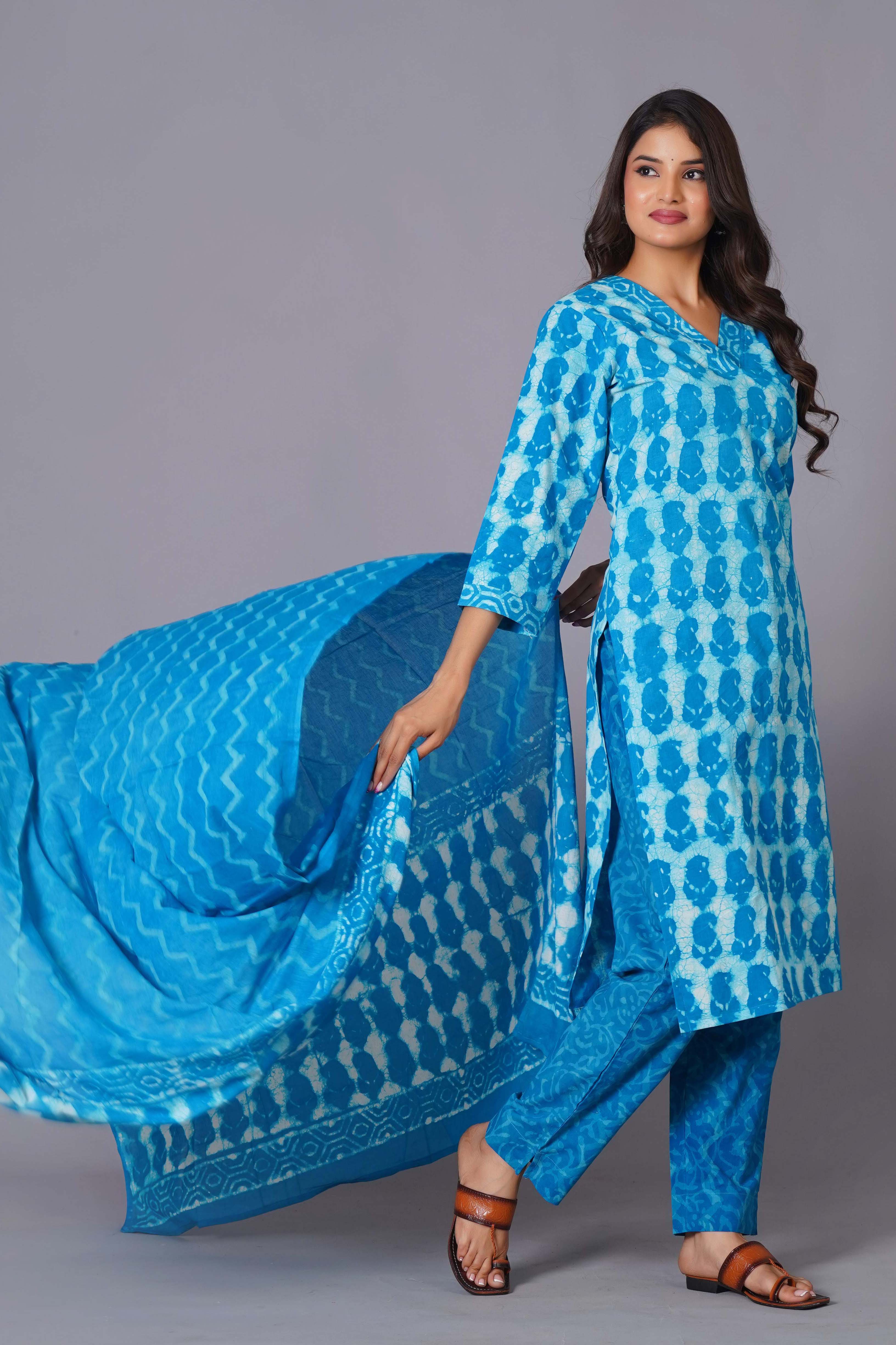 Azure Tie-Dye Pure Cotton Suit Set