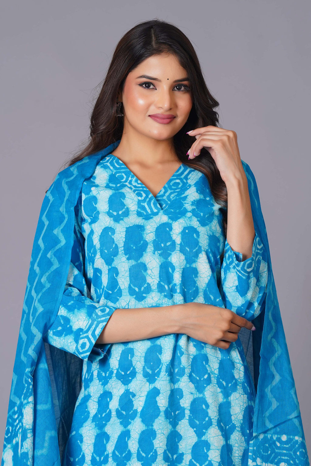 Azure Tie-Dye Pure Cotton Suit Set