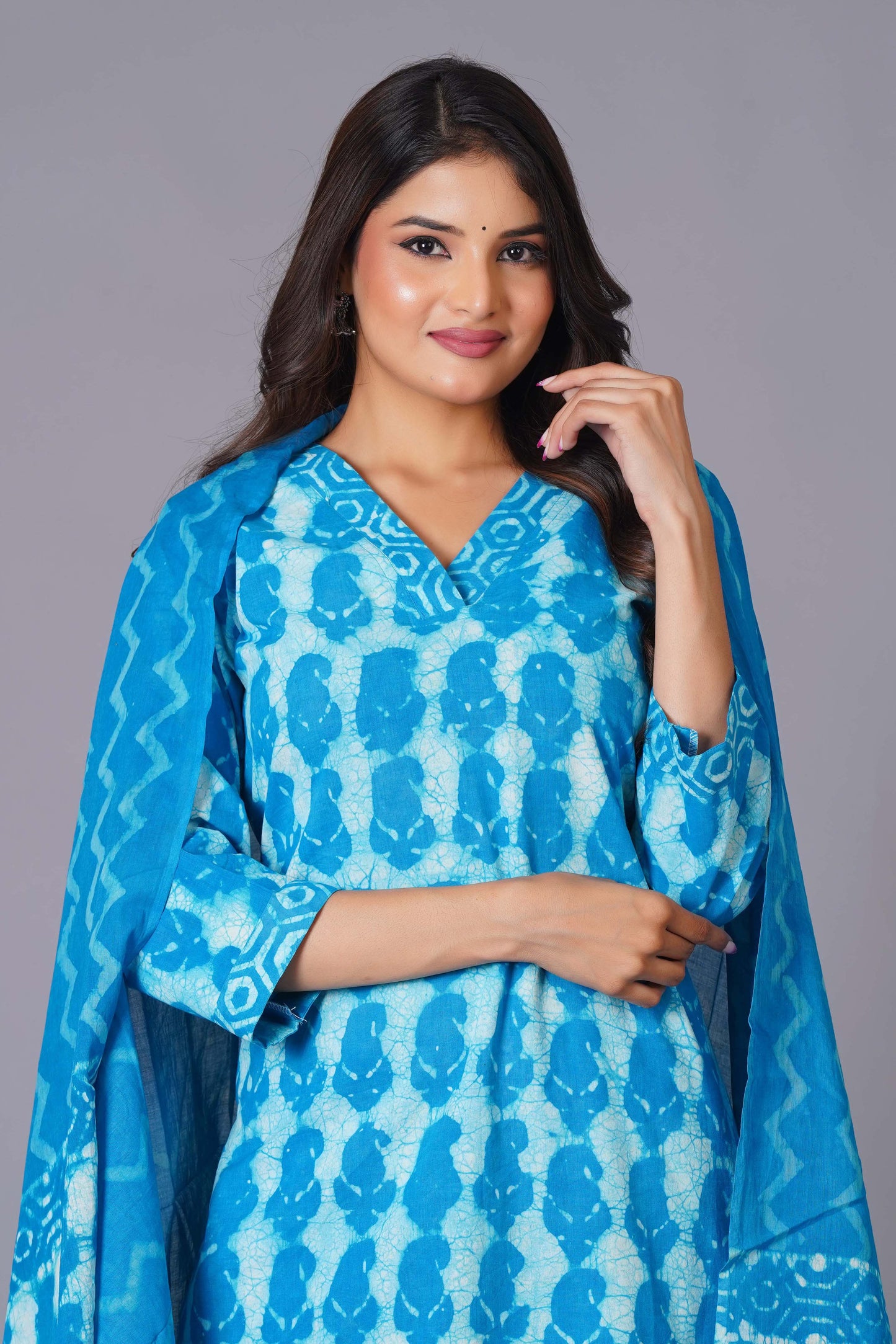 Azure Tie-Dye Pure Cotton Suit Set