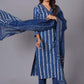 Indigo Maze Handblock Cotton Suit Set