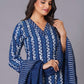 Indigo Maze Handblock Cotton Suit Set
