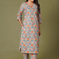 Tangerine Mosaic Handblock Cotton Suit Set