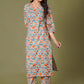 Tangerine Mosaic Handblock Cotton Suit Set