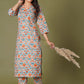Tangerine Mosaic Handblock Cotton Suit Set