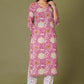 Rosy Radiance Handblock Cotton Suit Set