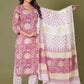 Rosy Radiance Handblock Cotton Suit Set