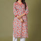 Crimson Bloom Handblock Cotton Suit Set