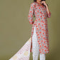 Crimson Bloom Handblock Cotton Suit Set