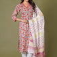 Crimson Bloom Handblock Cotton Suit Set