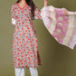 Crimson Bloom Handblock Cotton Suit Set