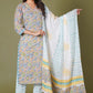 Sunlit Blossom Handblock Cotton Suit Set