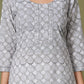 Grey Floral Handblock Printed Straight Kurta for Women – Soft Cotton Ethnic Wear