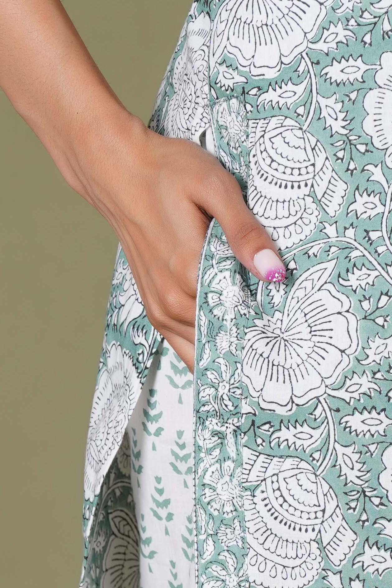 Verdant Classic Handblock Floral Cotton Suit Set
