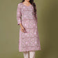 Blush Aura Handblock Floral Cotton Suit Set