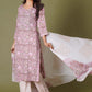 Blush Aura Handblock Floral Cotton Suit Set